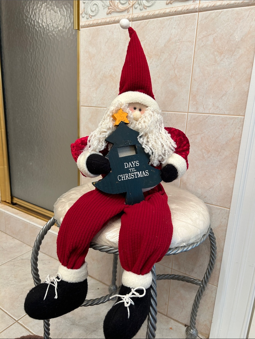 Kurt Adler Red and White Plush Santa with Countdown Tree